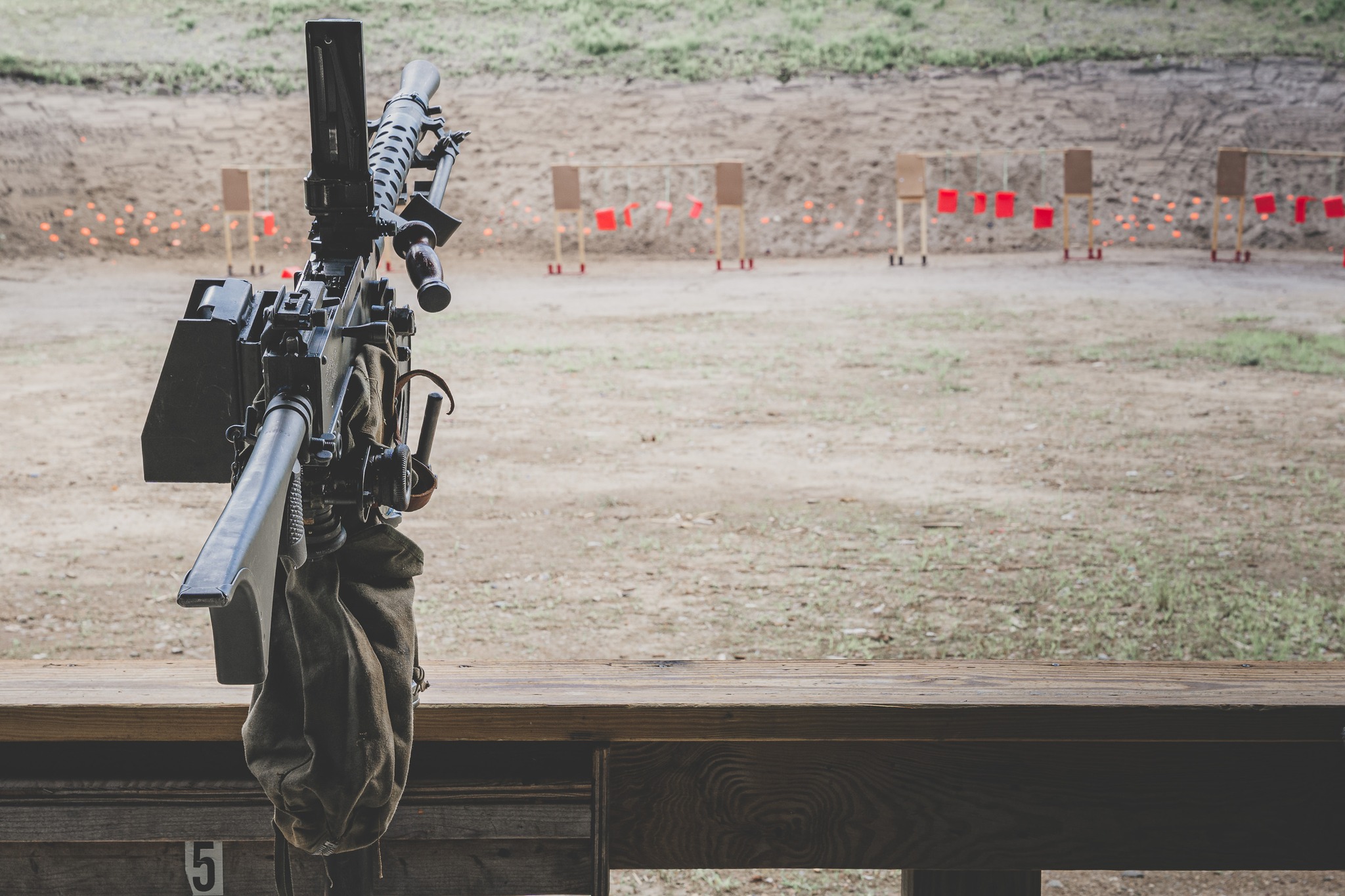 Machine gun on the range at Londonderry Fish & Game Club with targets downrange